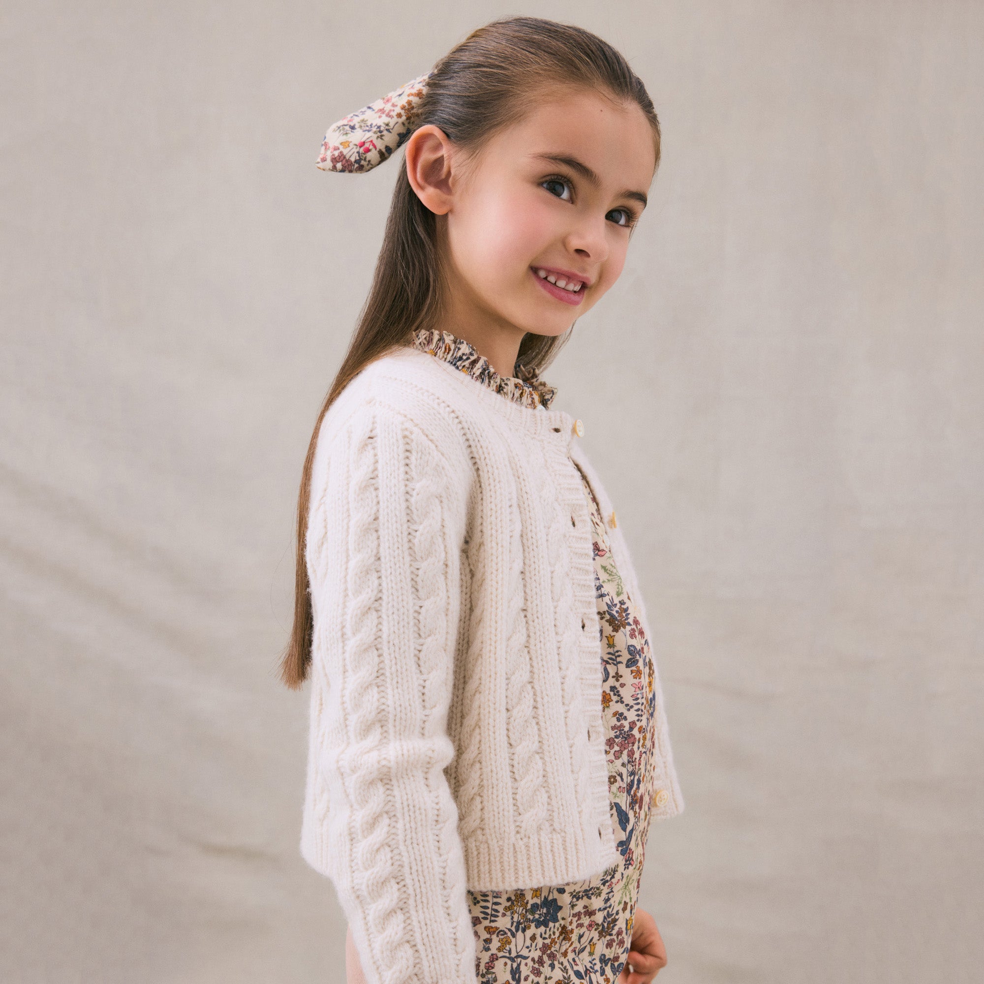 Girls White Wool Cardigan