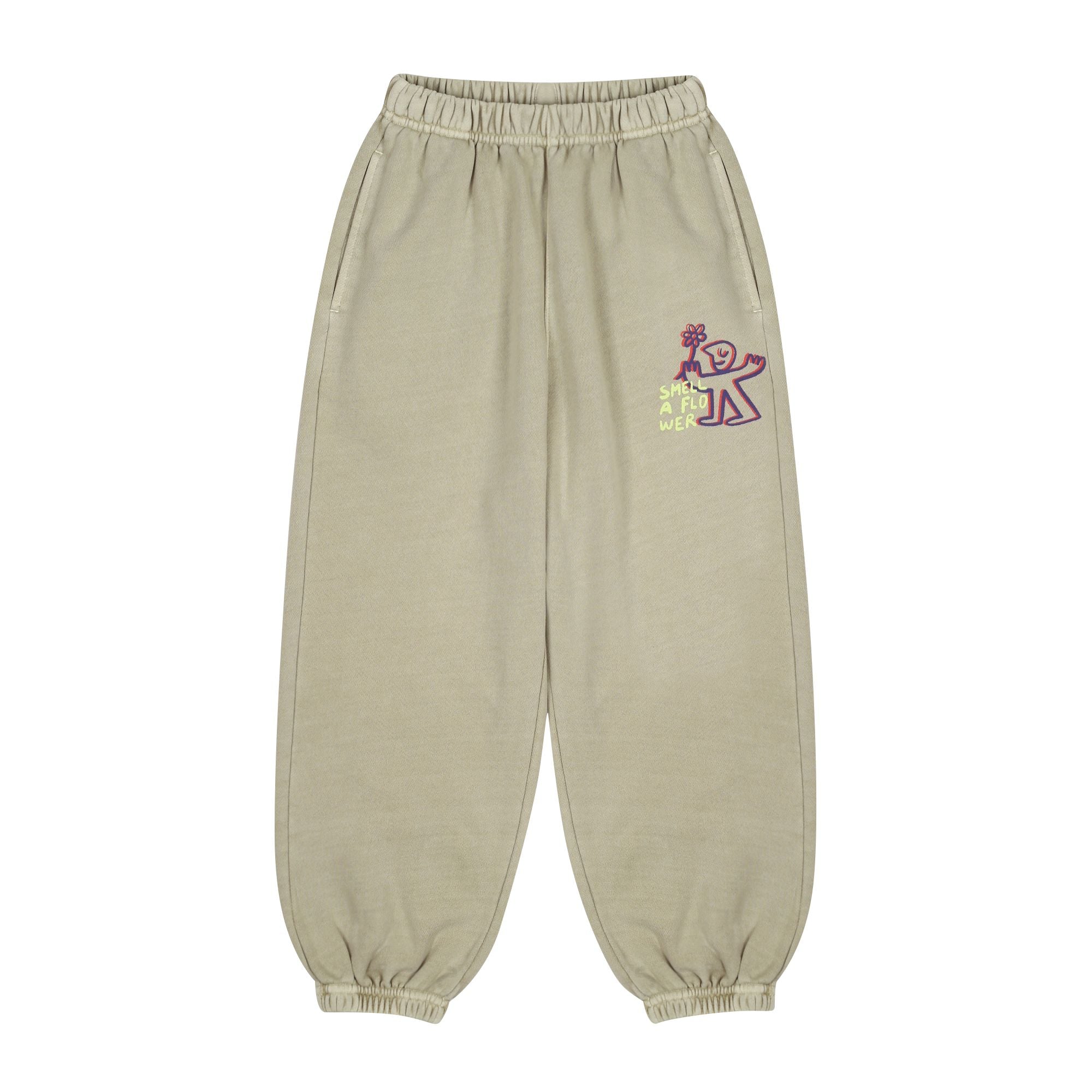 Boys & Girls Light Khaki Printed Cotton Trousers