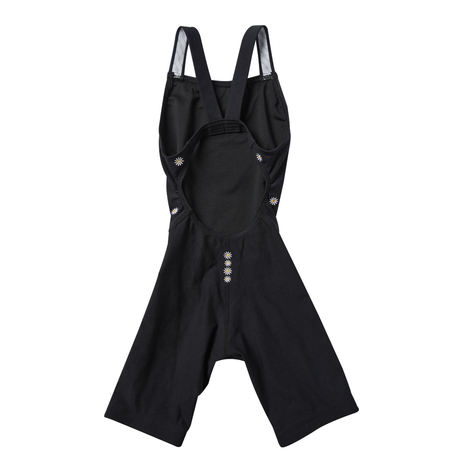 Girls Black Embroidered Cropped Professional Swimsuit
