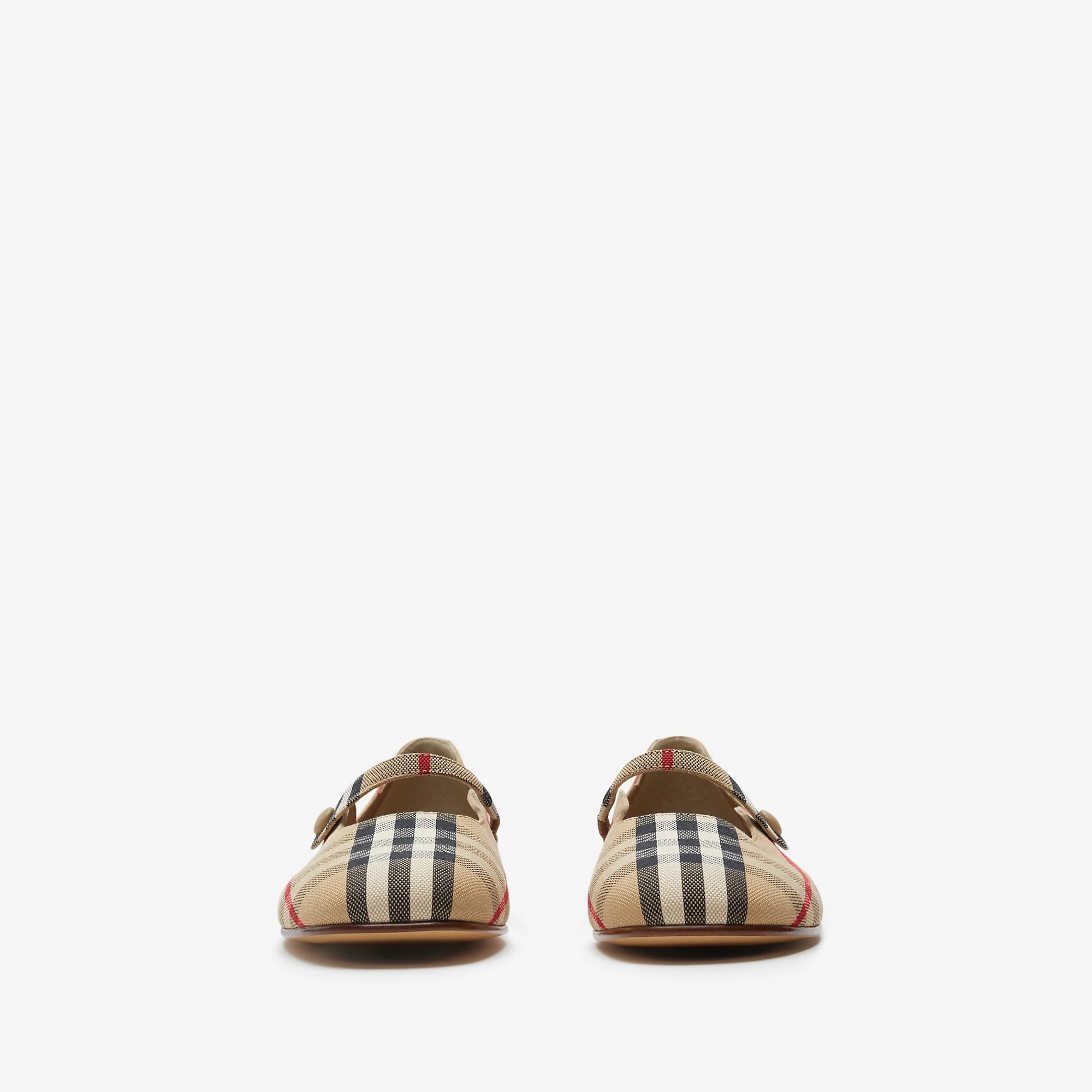 Girls Beige Check Flat Shoes