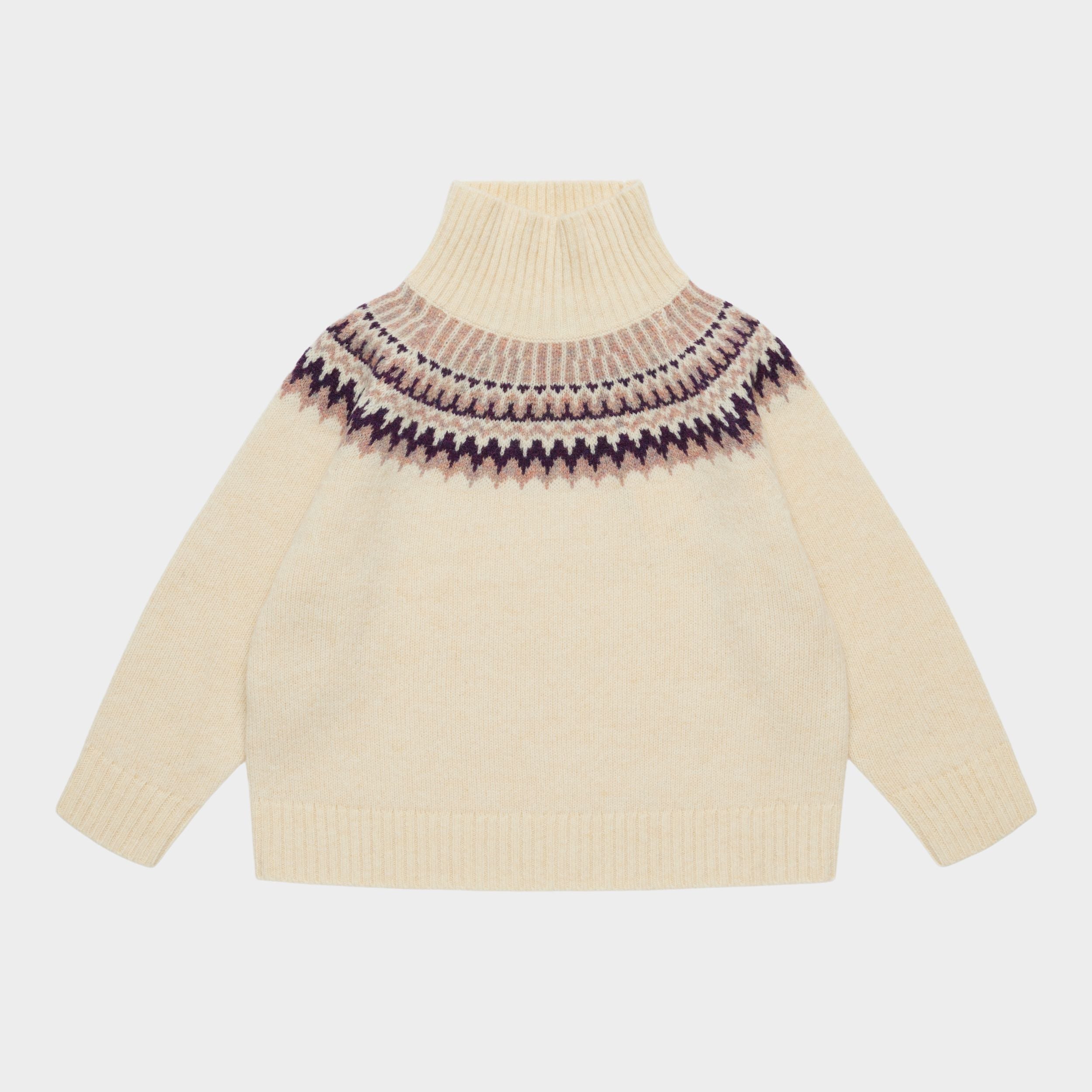 Boys & Girls White Jacquard Wool Sweater