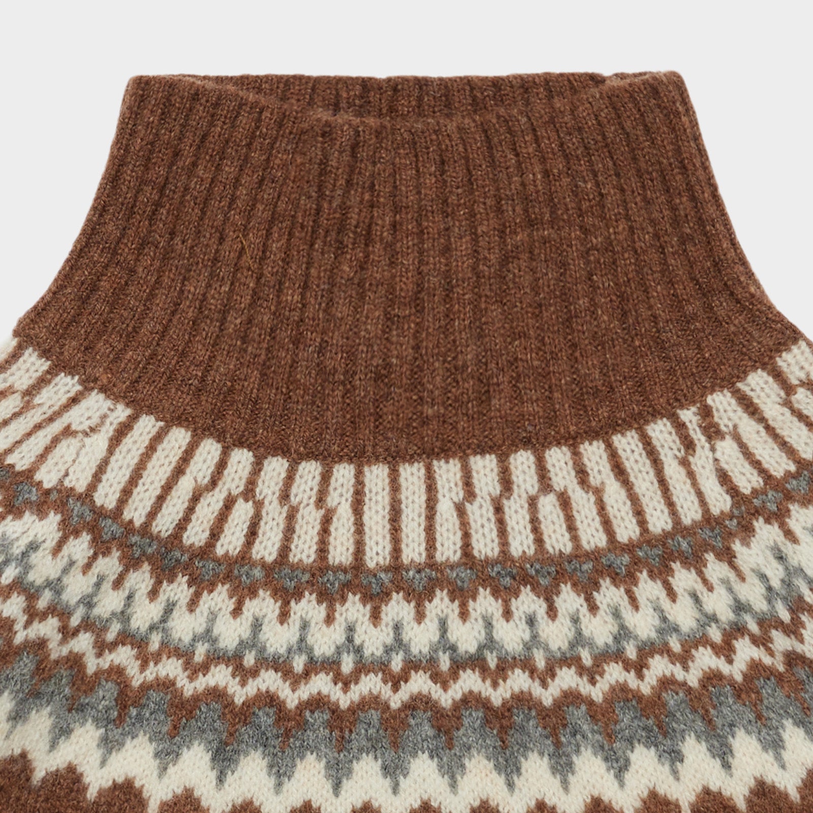 Boys & Girls Brown Jacquard Wool Sweater
