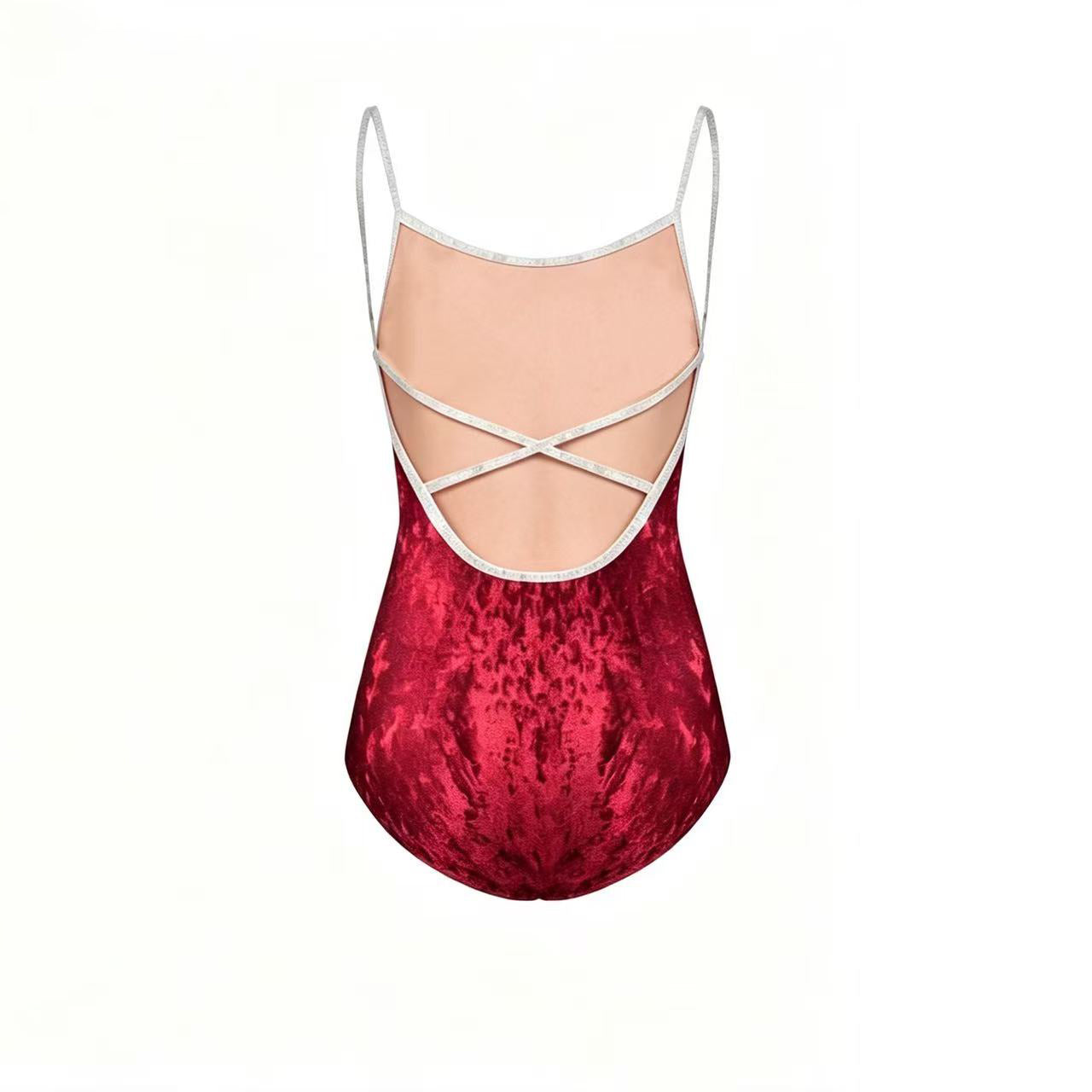 Justaucorps de ballet rouge foncé « Daniela/CV-Dark Red/CV-Silver » pour filles