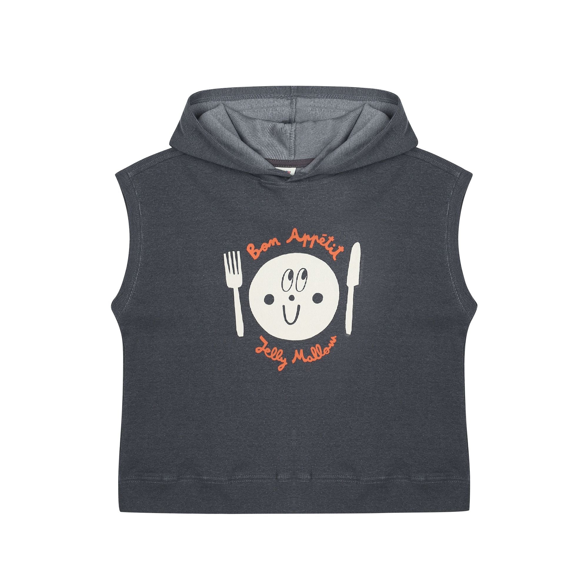 Boys & Girls Charcoal Cotton Hooded T-Shirt