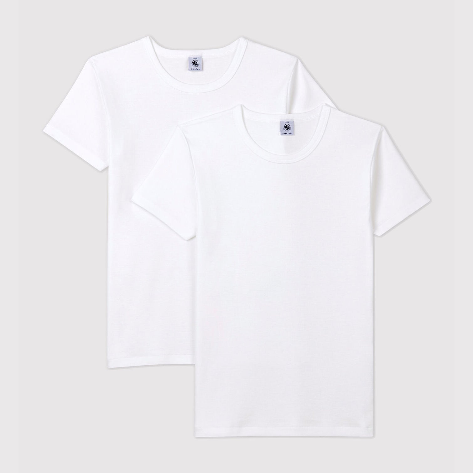 Boys & Girls White Cotton T-Shirt Set(2 Pack)