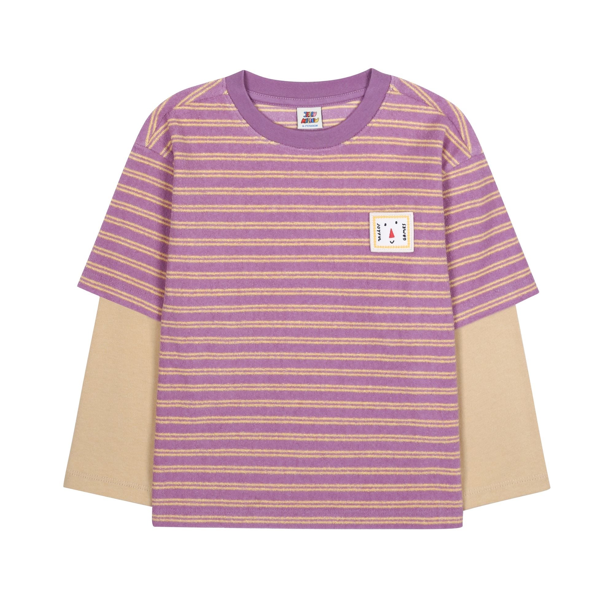 Boys & Girls Purple Stripes Cotton Long Sleeves T-Shirt