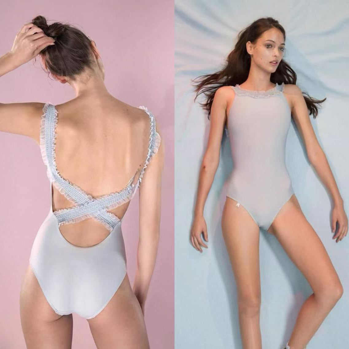 Women Baby Blue "ELEANOR" Ballet Onesies(182LE33VL/baby blue)