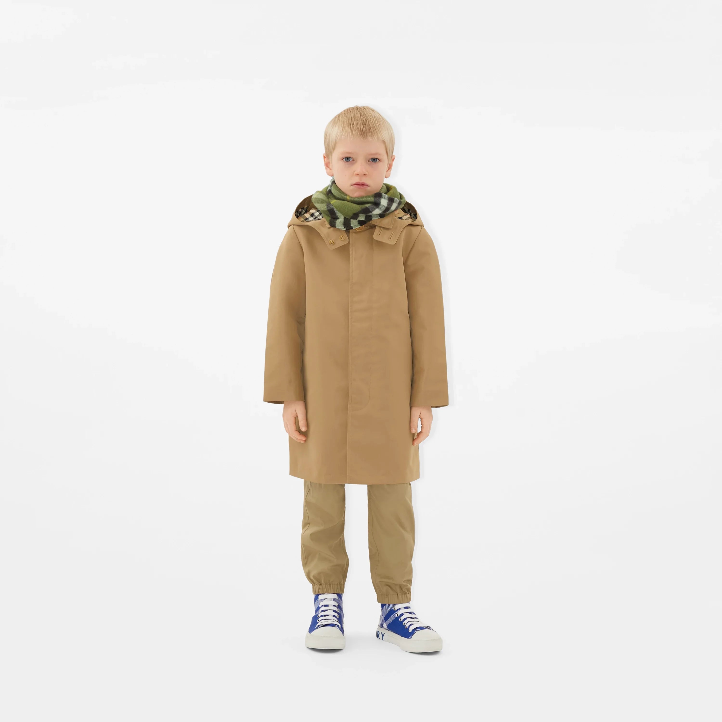 Boys Nathaniel Hooded Car Coat in Beige