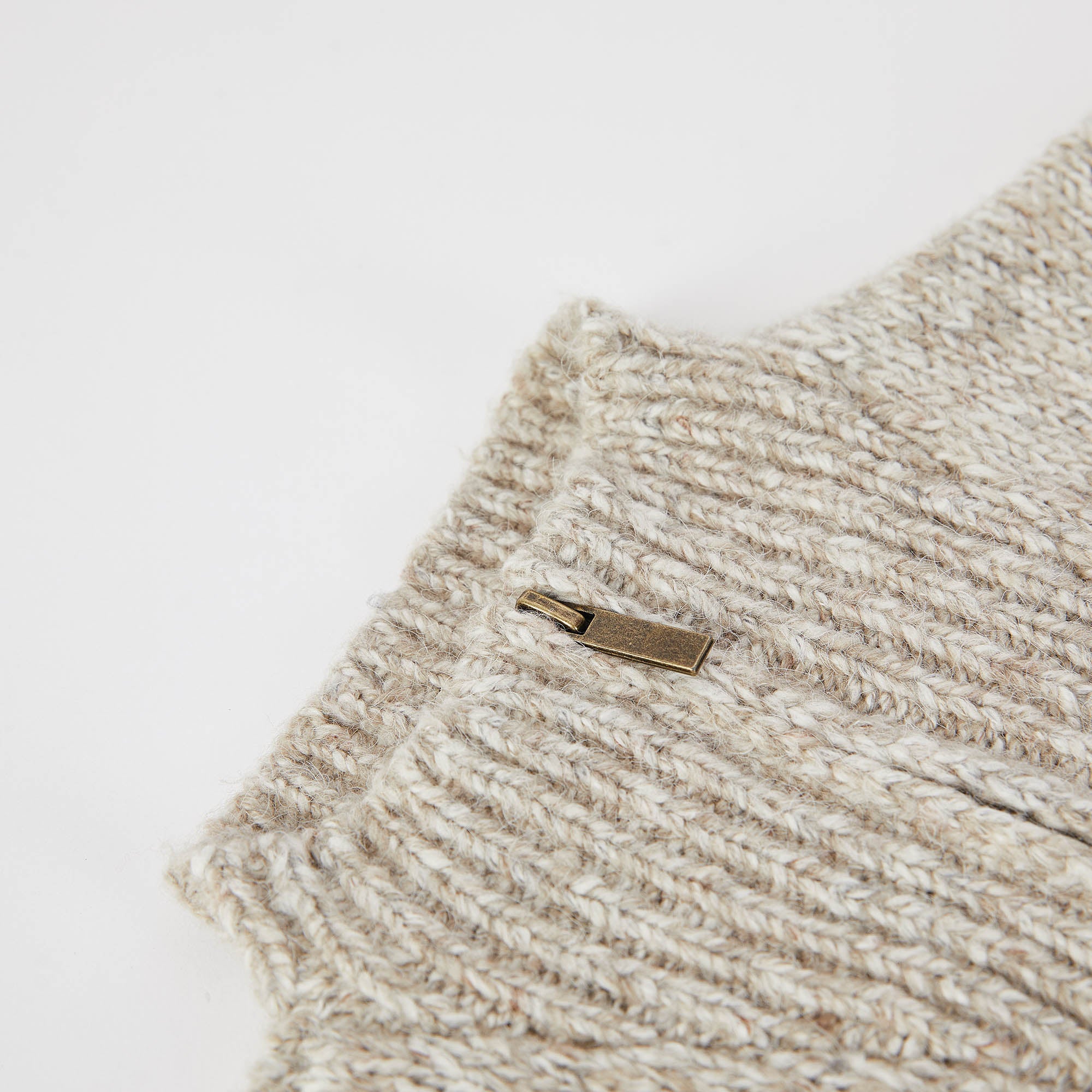 Boys Beige Zip-Up Cardigan