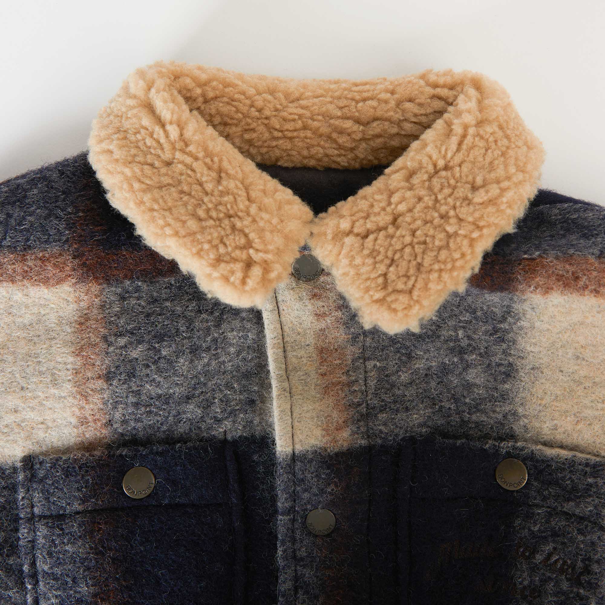 Boys Grey Check Wool Coat
