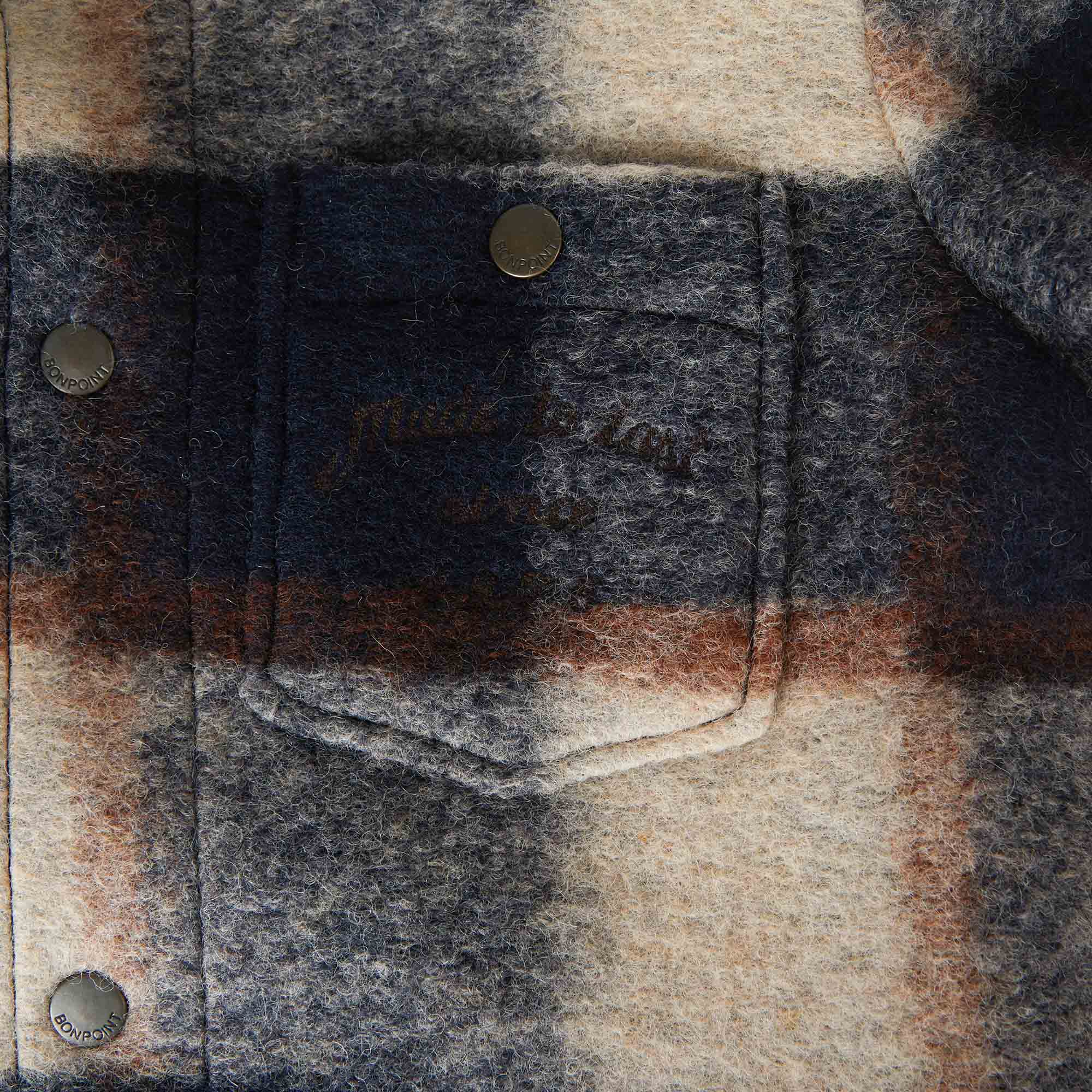 Boys Grey Check Wool Coat