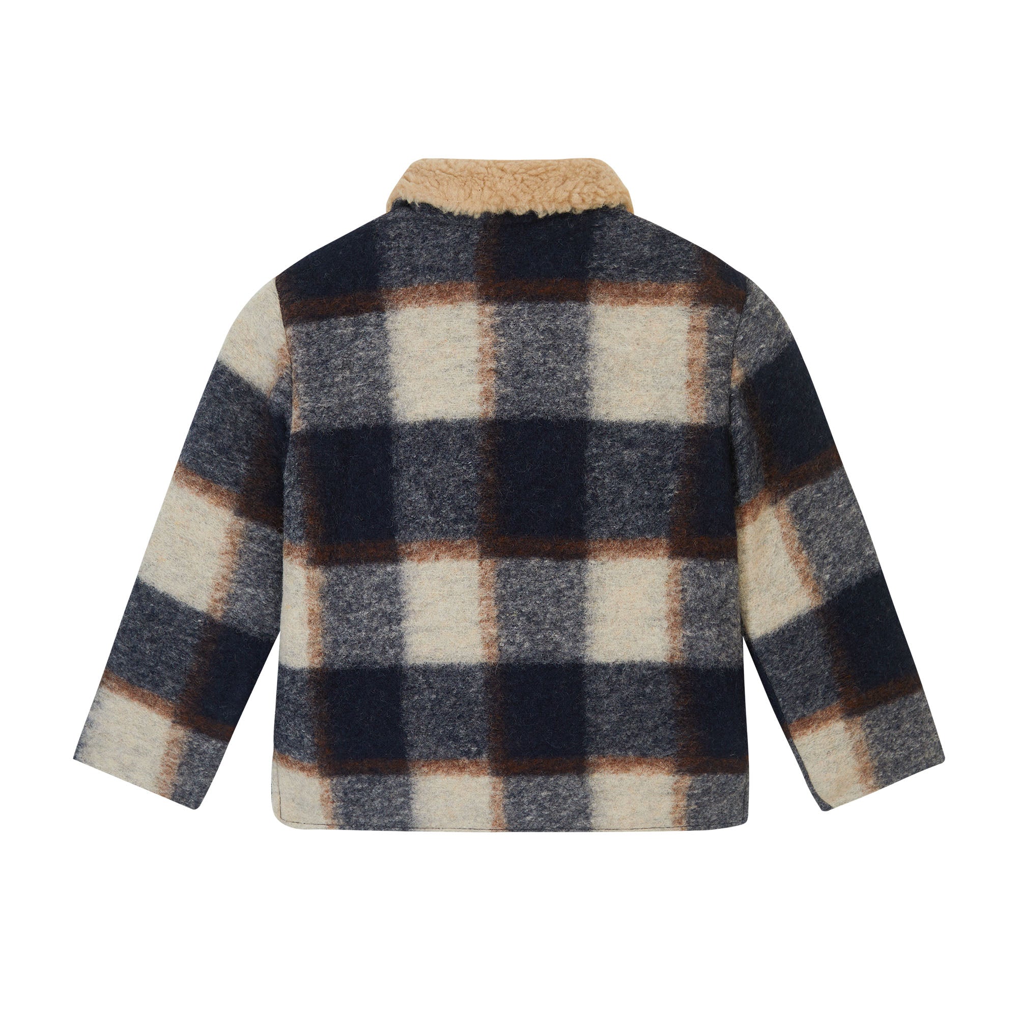 Boys Grey Check Wool Coat