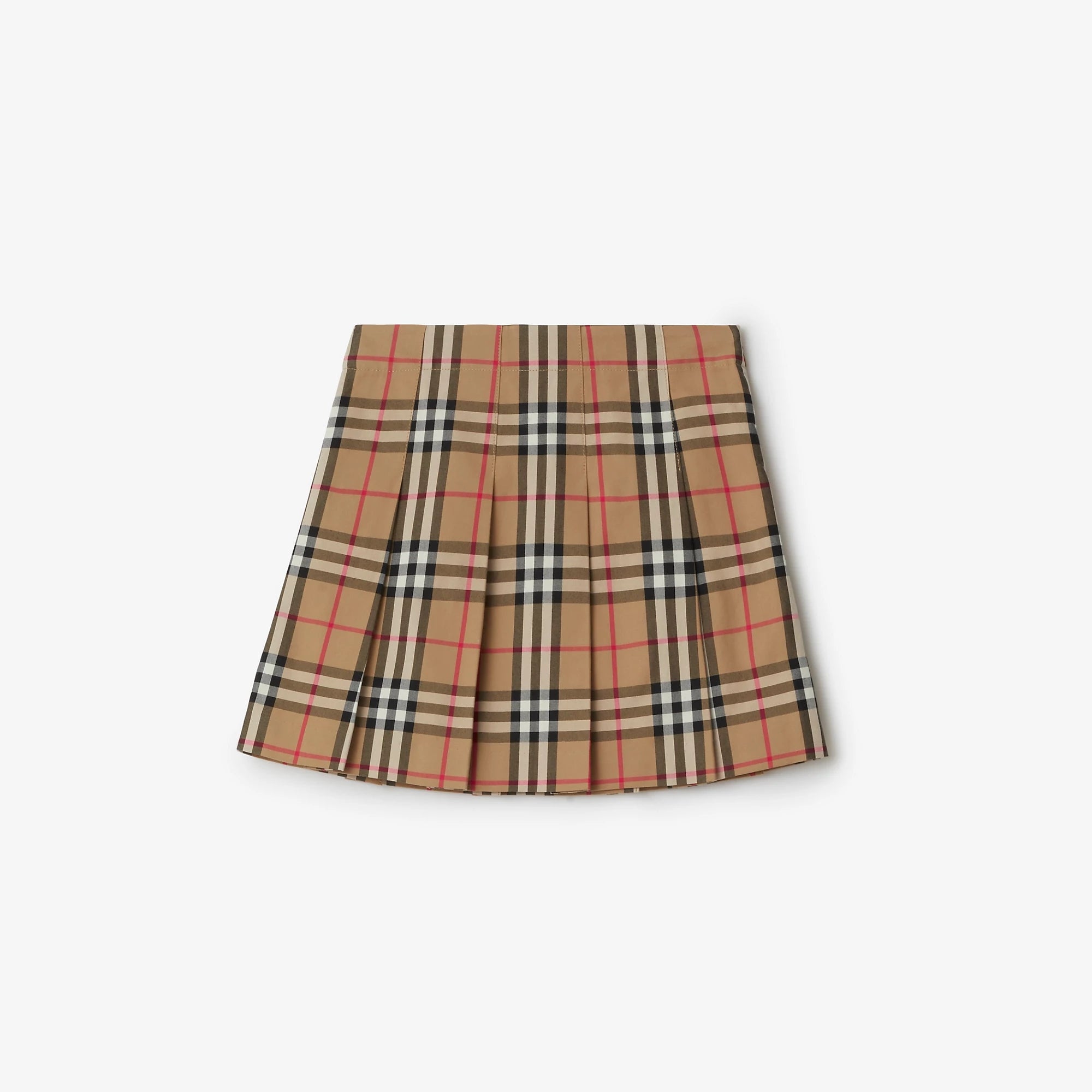 Girls Beige Check Cotton Skirt