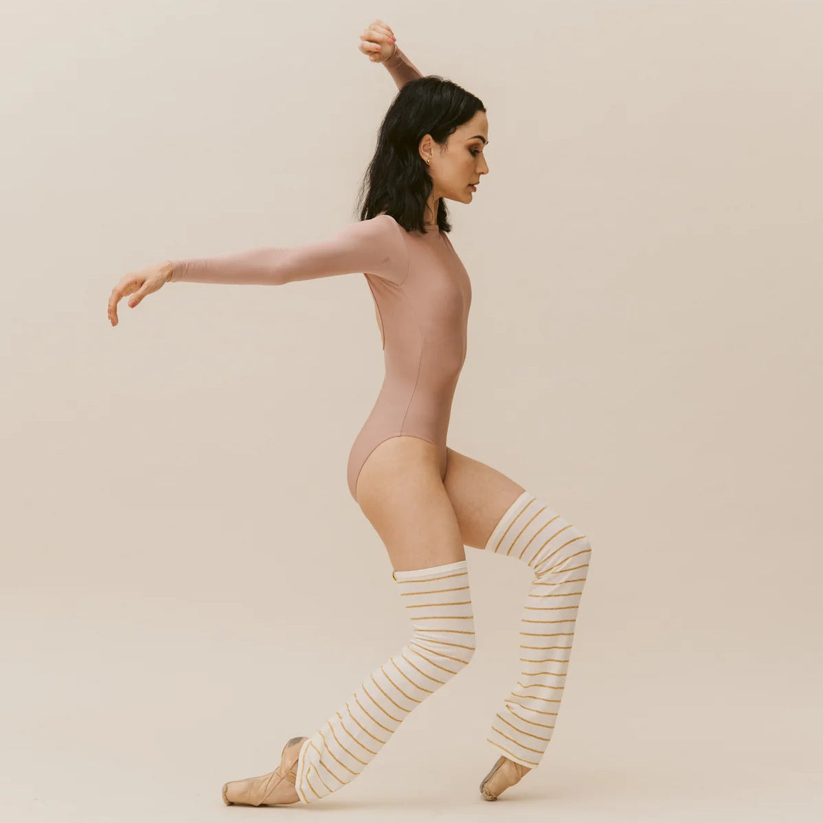 Boys & Girls Ivory Stripes Ballet Warm Up Socks