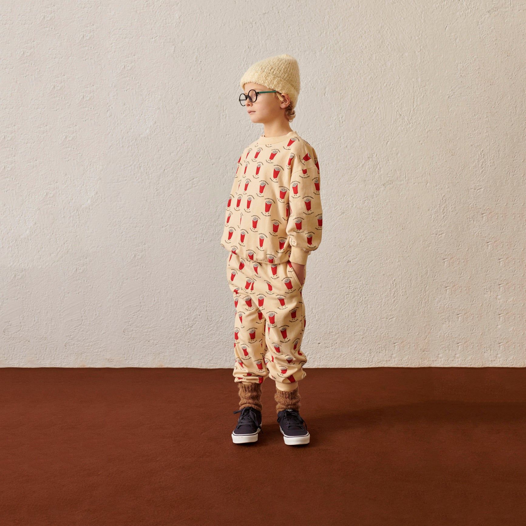 Boys & Girls Beige Printed Cotton Sweatshirt