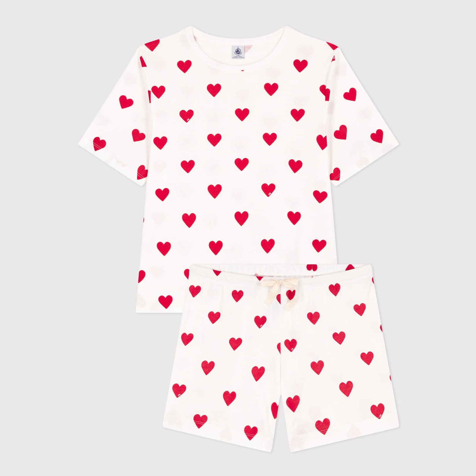 Women White Heart Cotton Nightwear Set