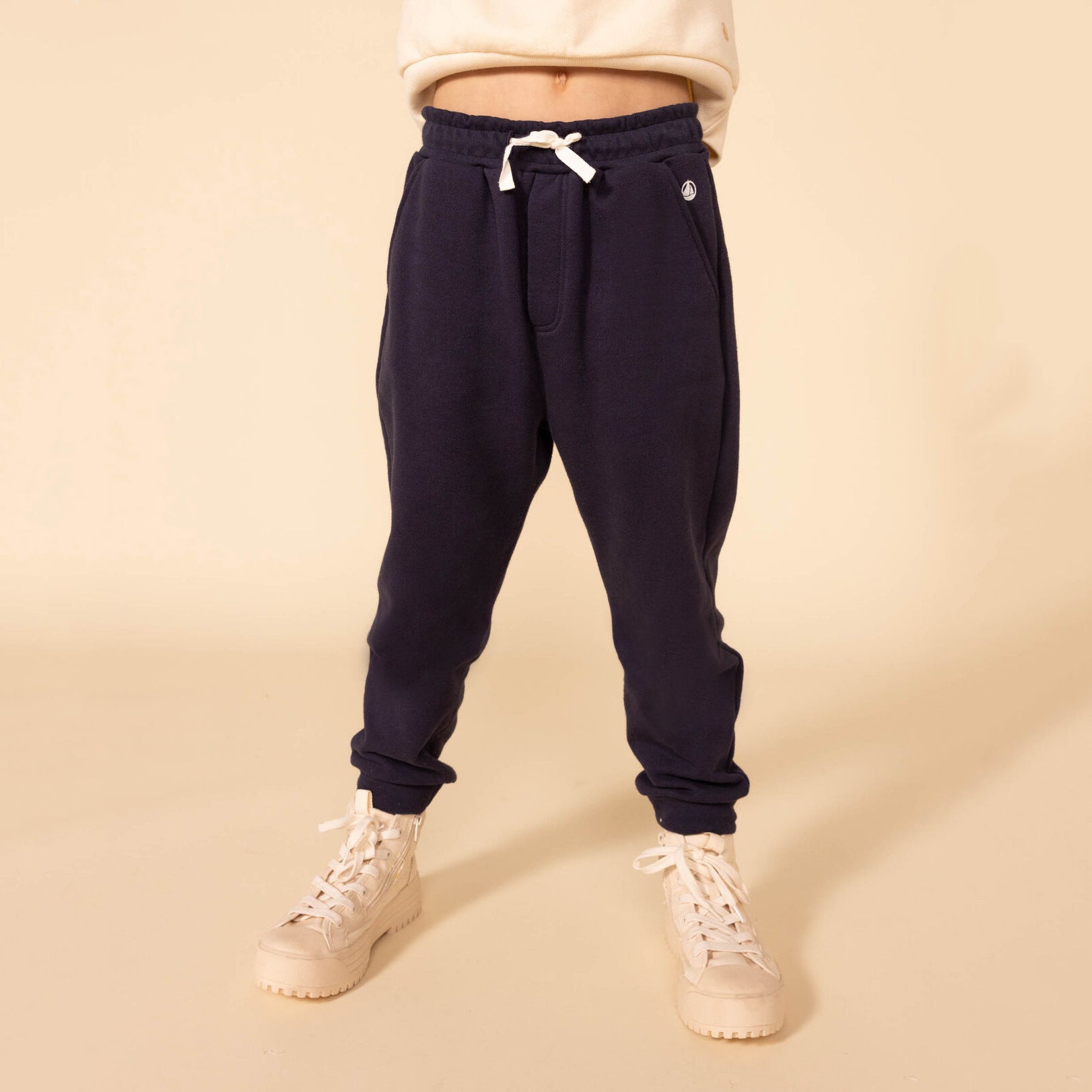 Boys Navy Logo Cotton Trousers