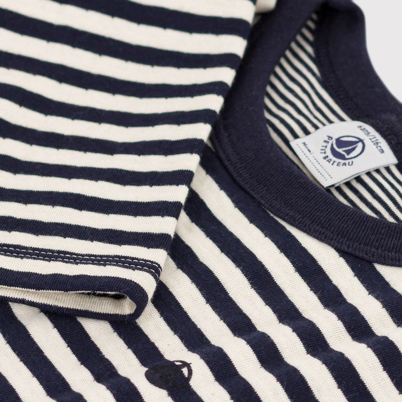 Boys Navy Stripes Cotton T-Shirt