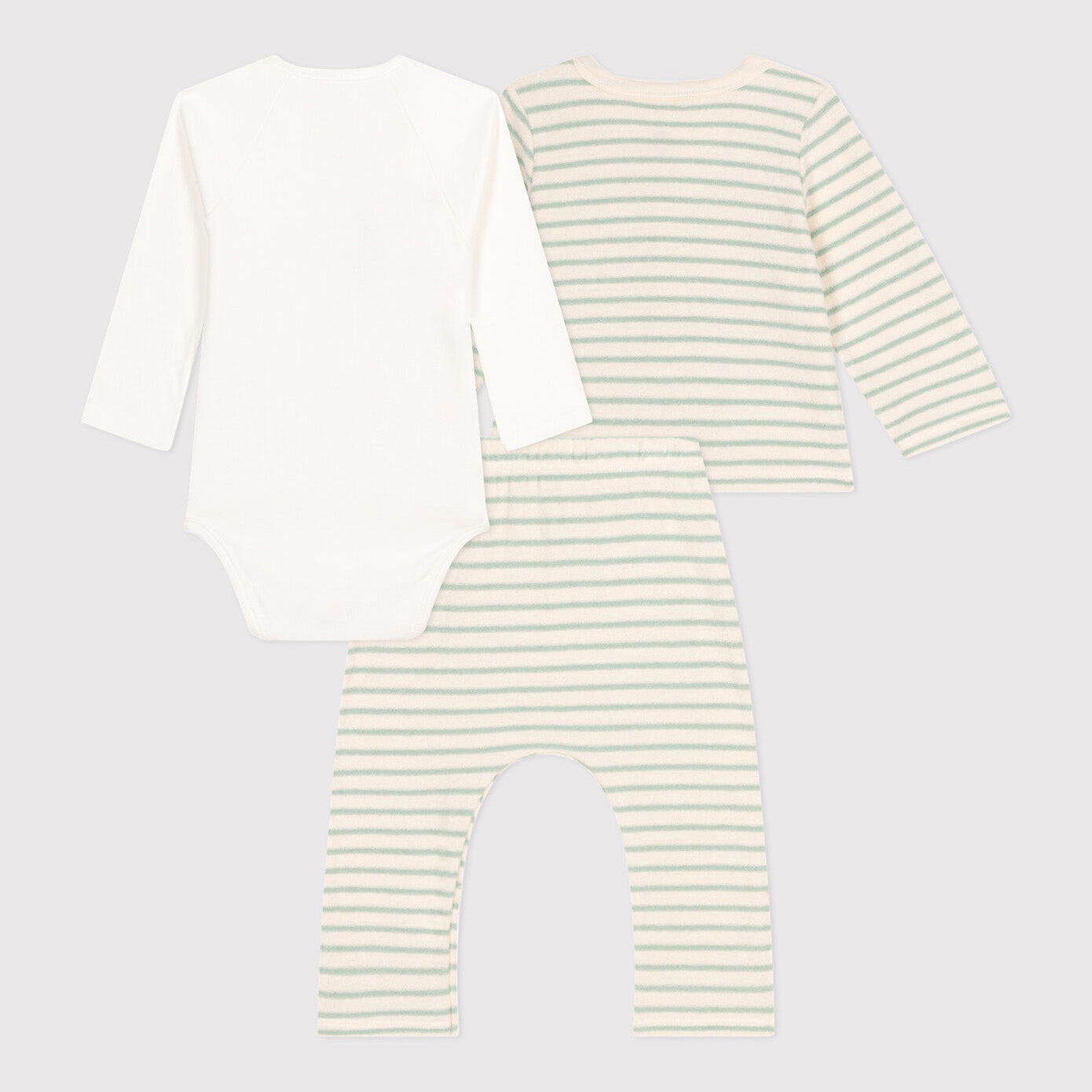Baby Boys & Girls Green Stripes Cotton Set