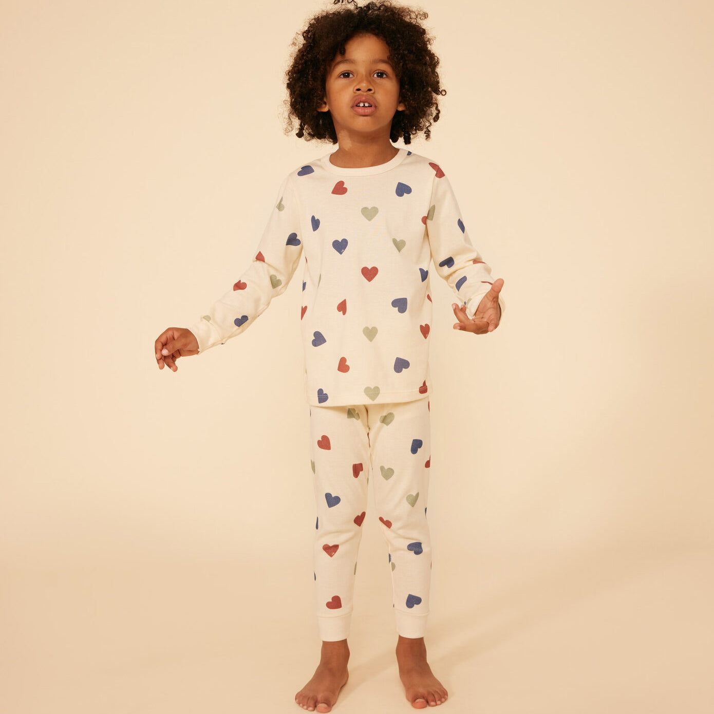 Boys & Girls Ivory Heart Cotton Nightwear Set
