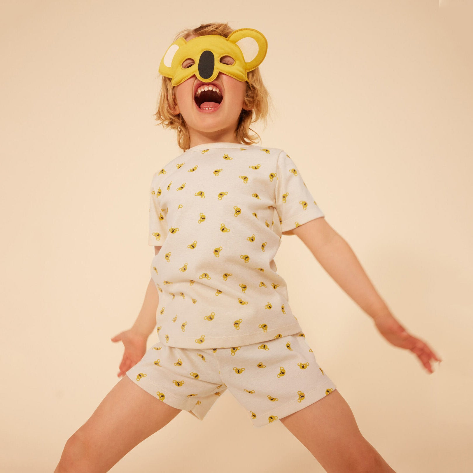 Boys & Girls Cream Printed Cotton Nightwear Set