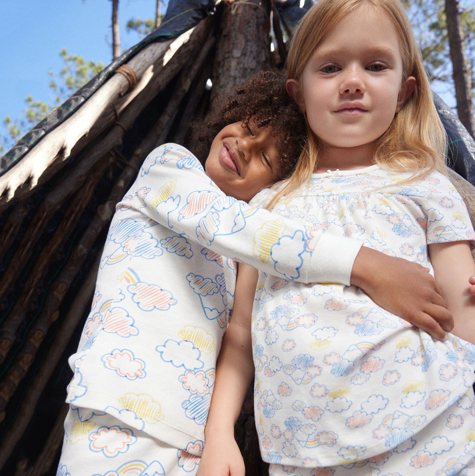 Boys & Girls White Cotton Nightwear Set