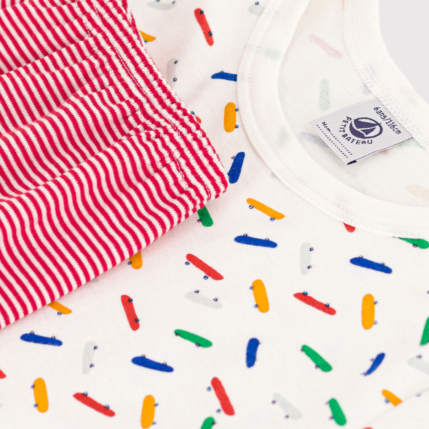 Boys & Girls White Printed Cotton Nightwear Set