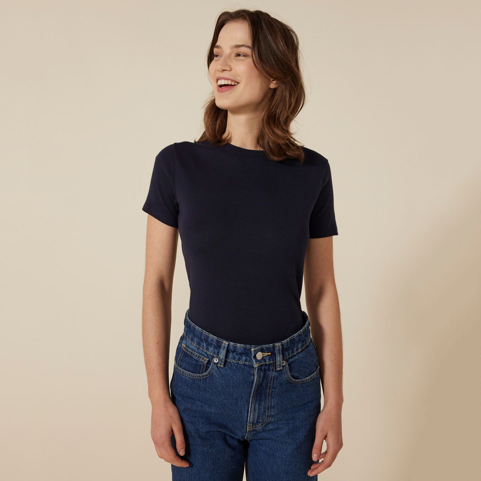 Women Navy Cotton T-Shirt