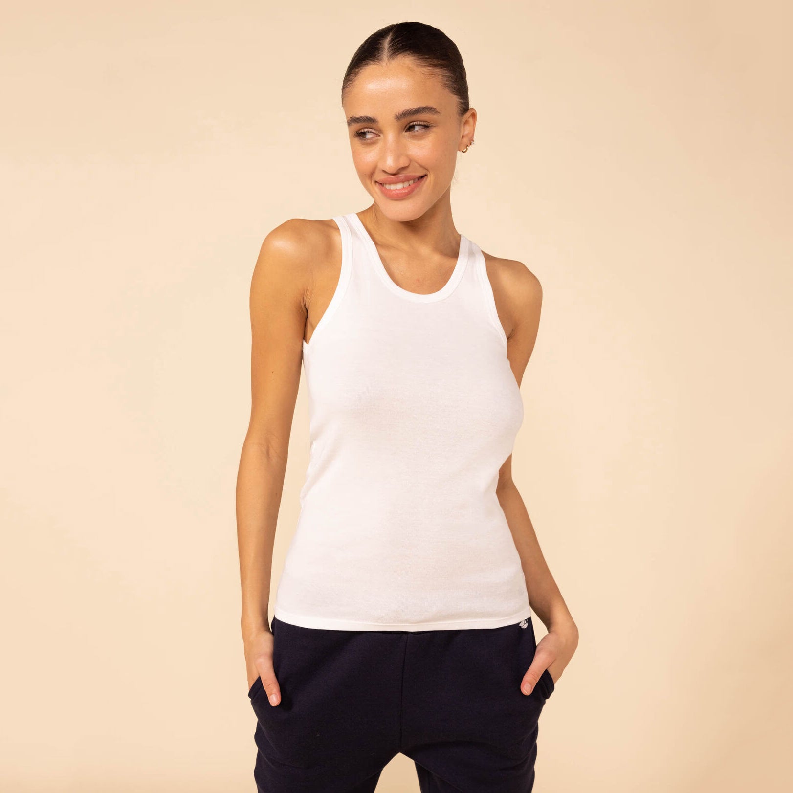 Women White Cotton Vest