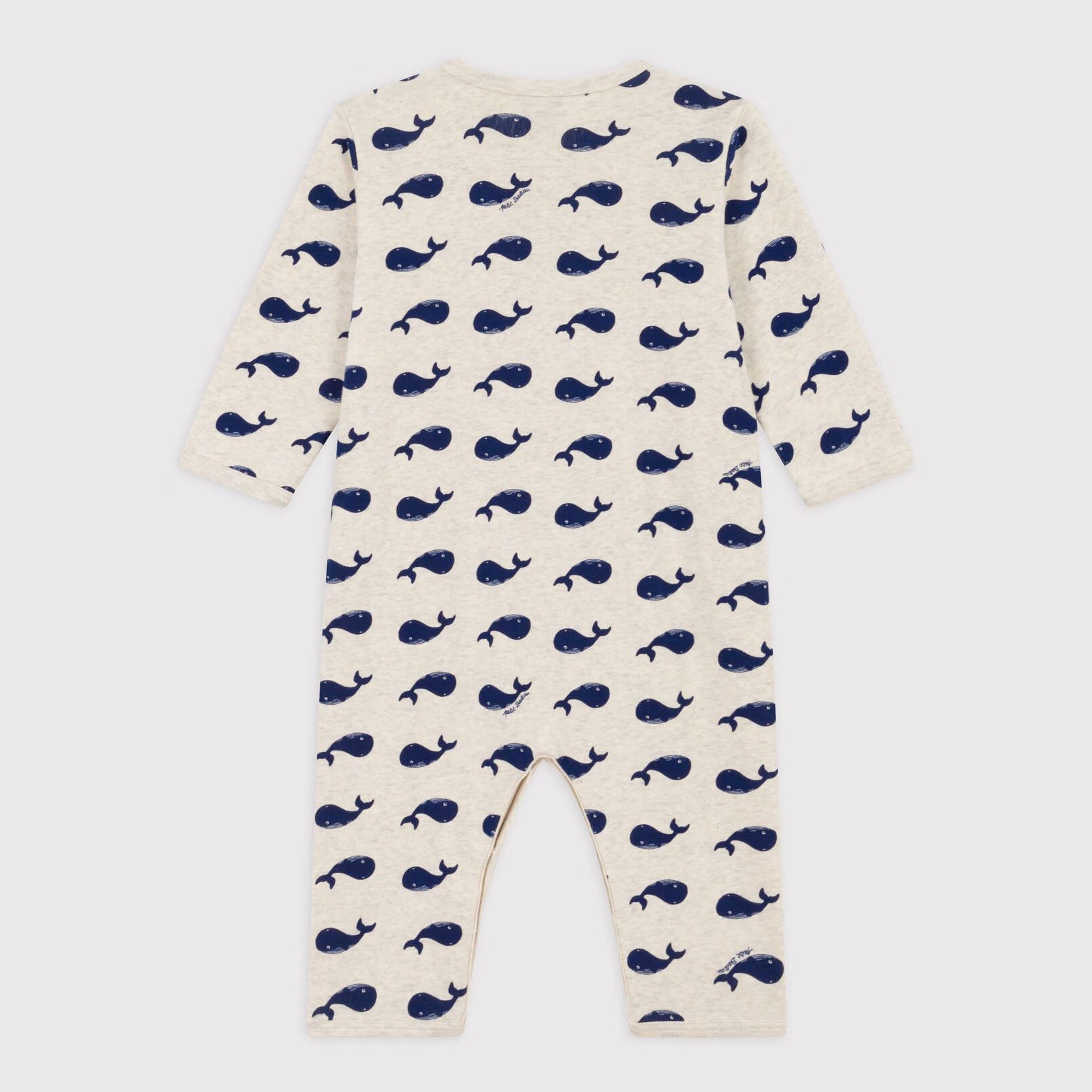 Baby Boys & Girls Beige Whale Printed Cotton Babysuit