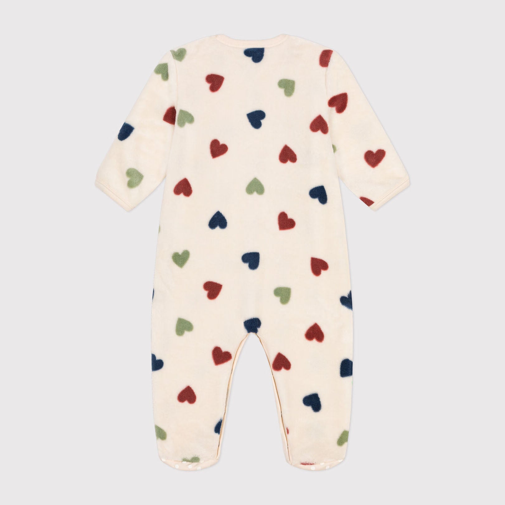 Baby Boys & Girls White Heart Fleece Babysuit