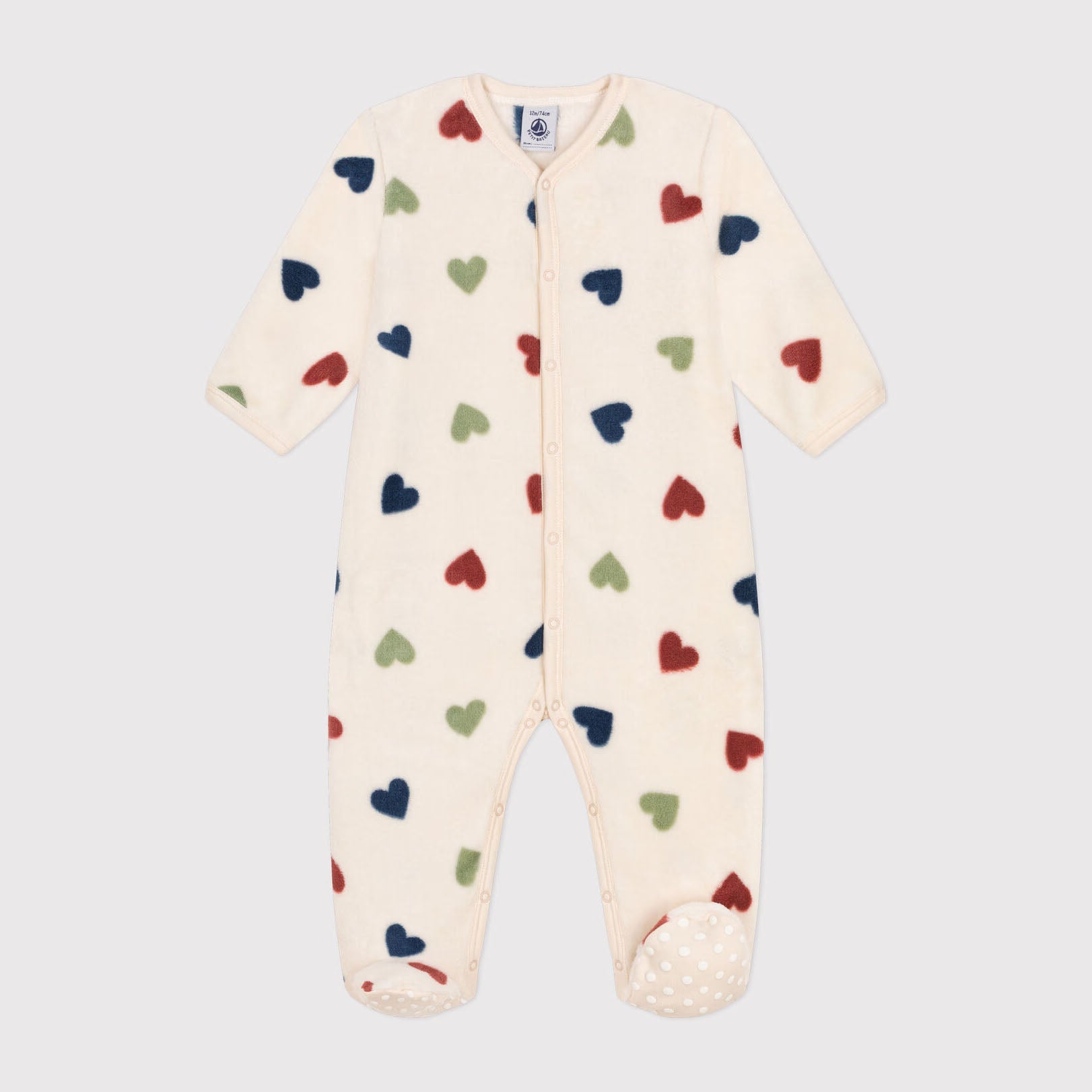 Baby Boys & Girls White Heart Fleece Babysuit