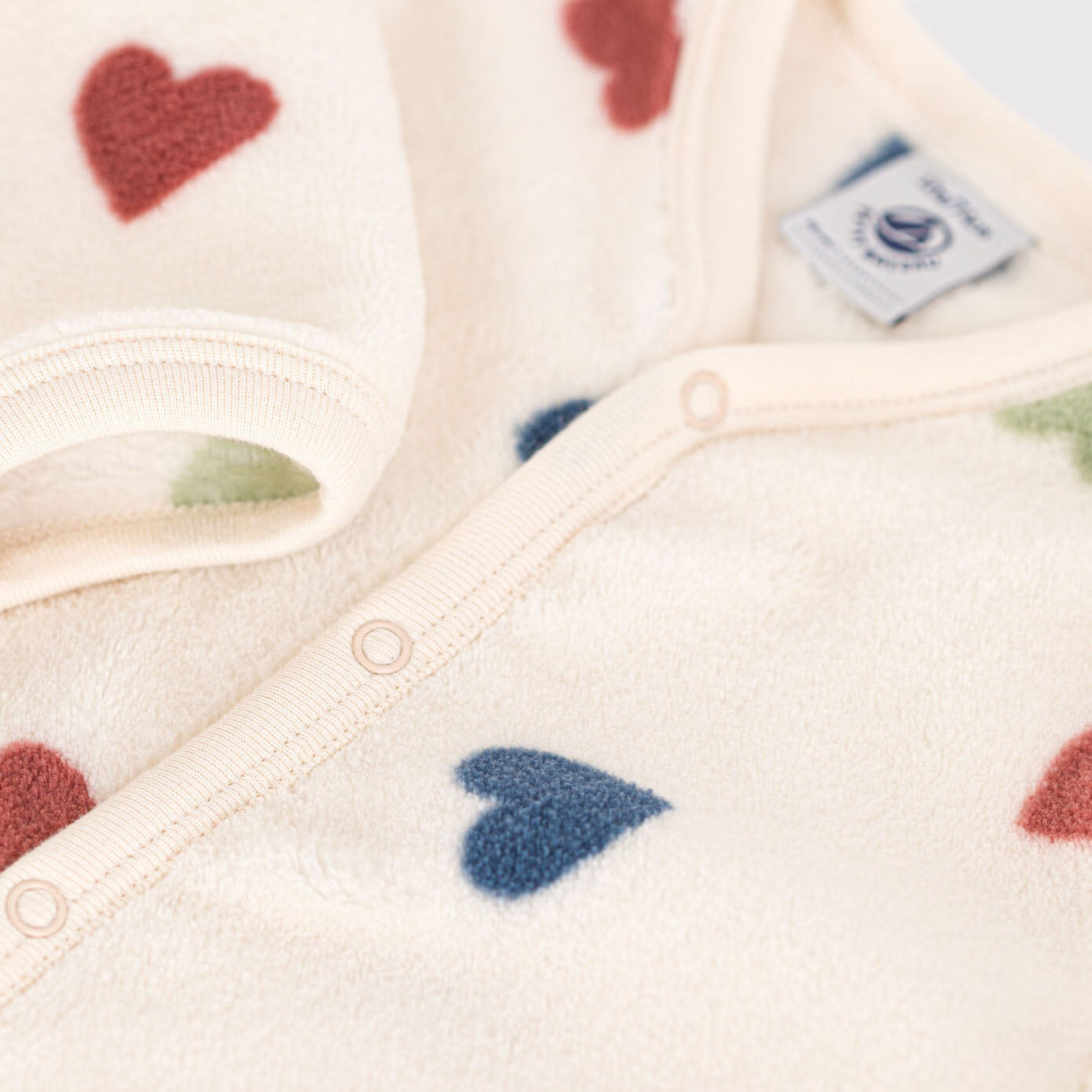 Baby Boys & Girls White Heart Fleece Babysuit