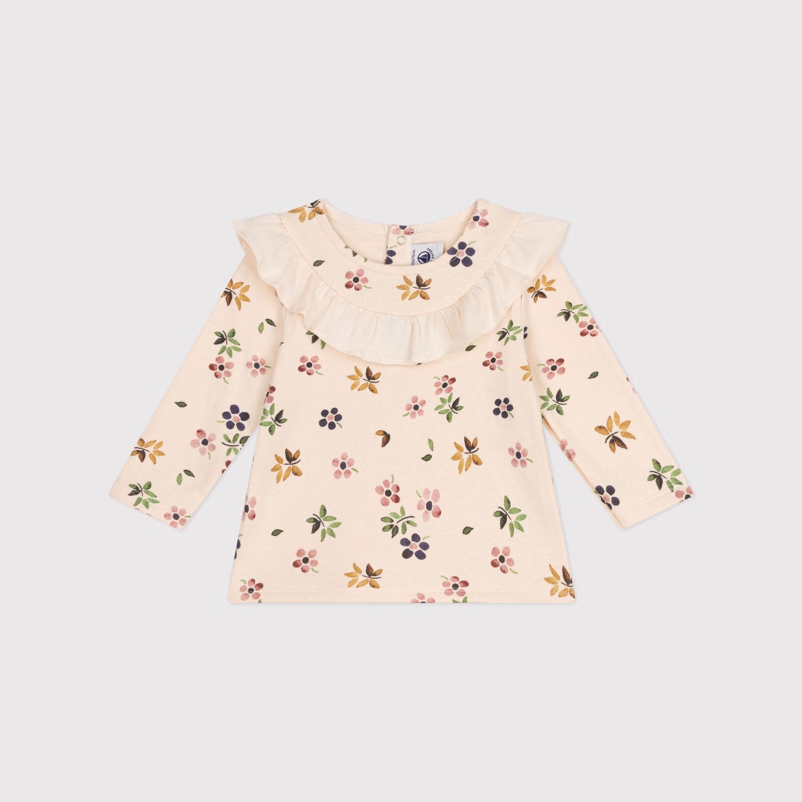 Baby Girls Beige Floral Cotton T-Shirt