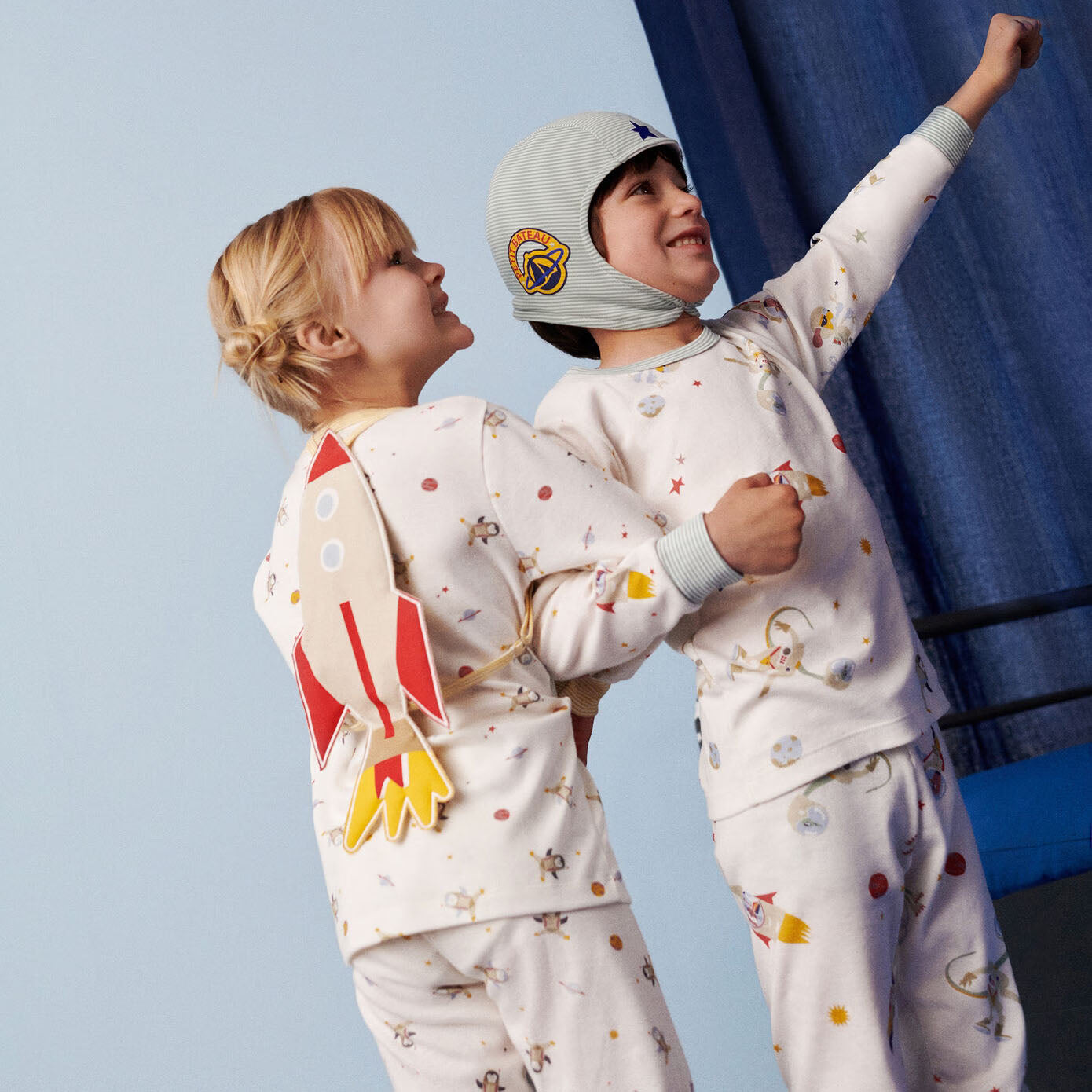 Boys White Printed Cotton Nightwear Set