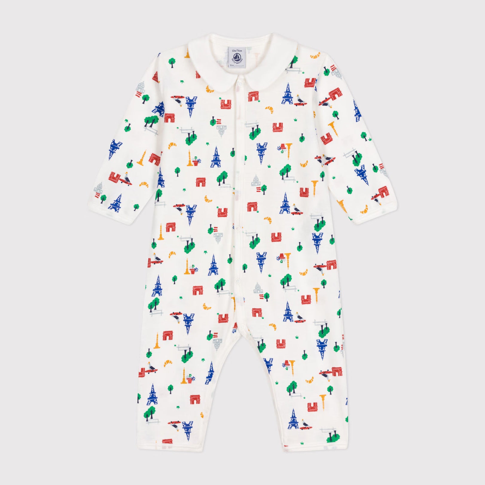 Baby Boys & Girls White Printed Cotton Babysuit