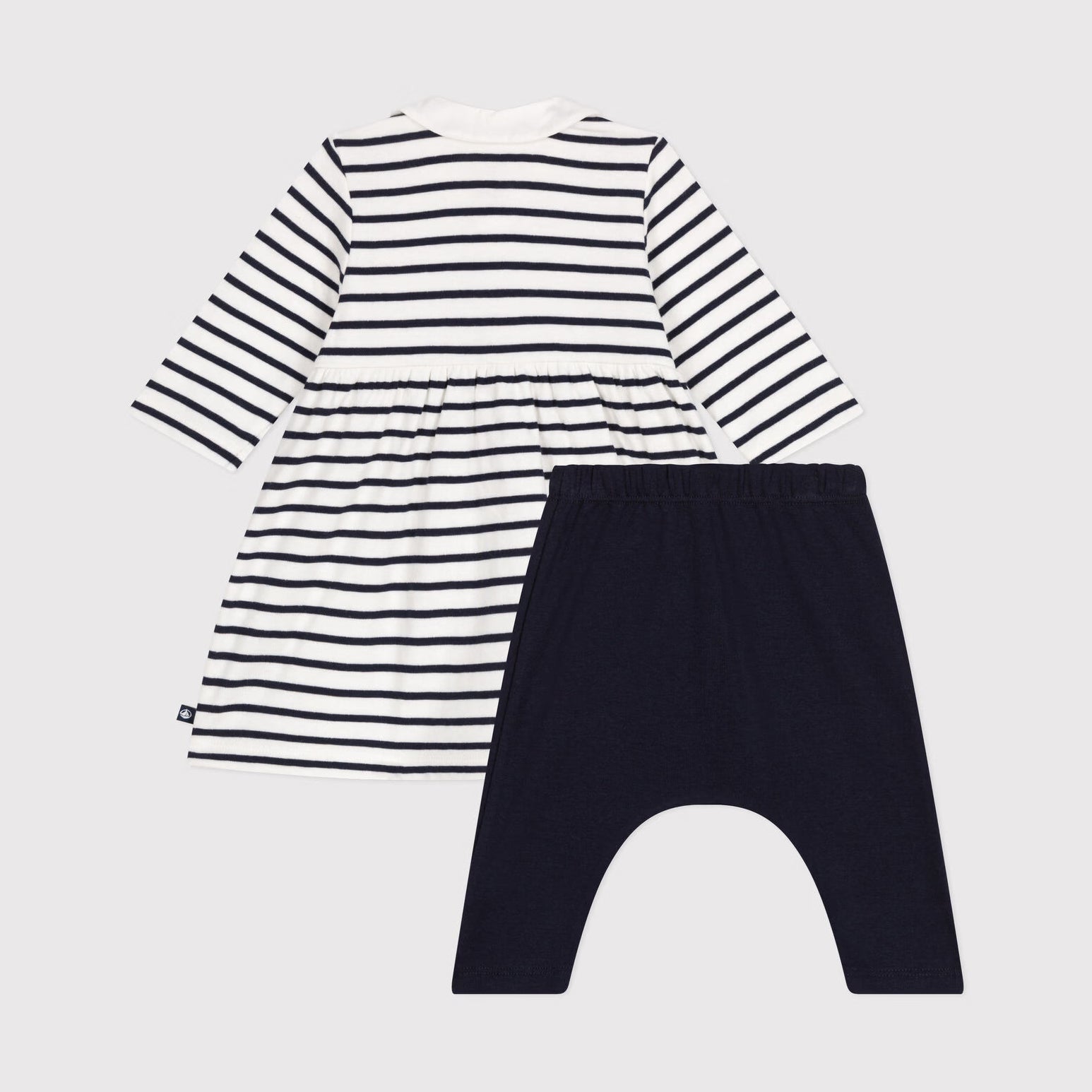 Baby Girls Navy Stripes Cotton Dress Set