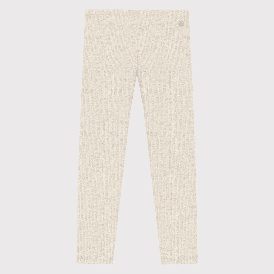 Girls Beige Cotton Leggings