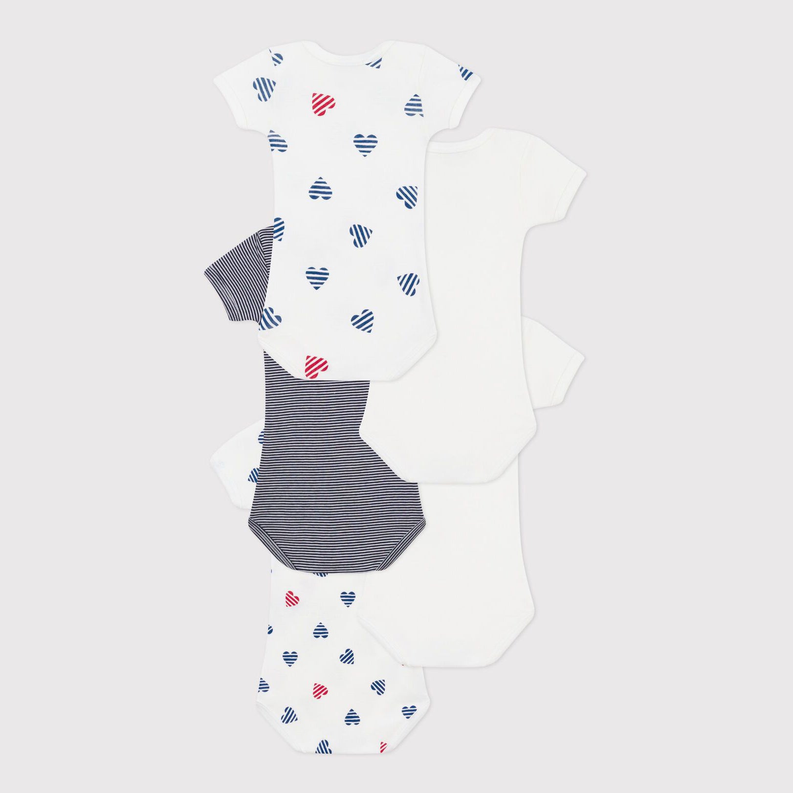 Baby Boys & Girls White Cotton Babysuit Set(5 Pack)
