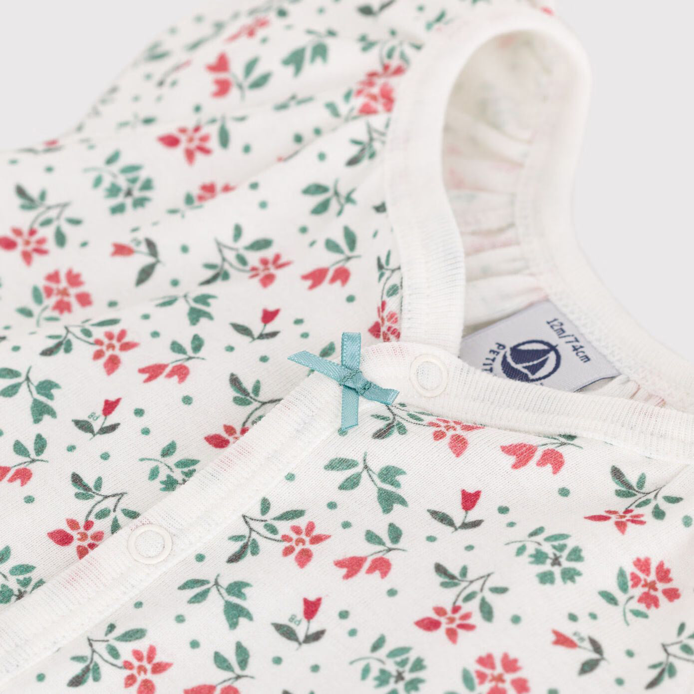 Baby Girls White Floral Cotton Babysuit
