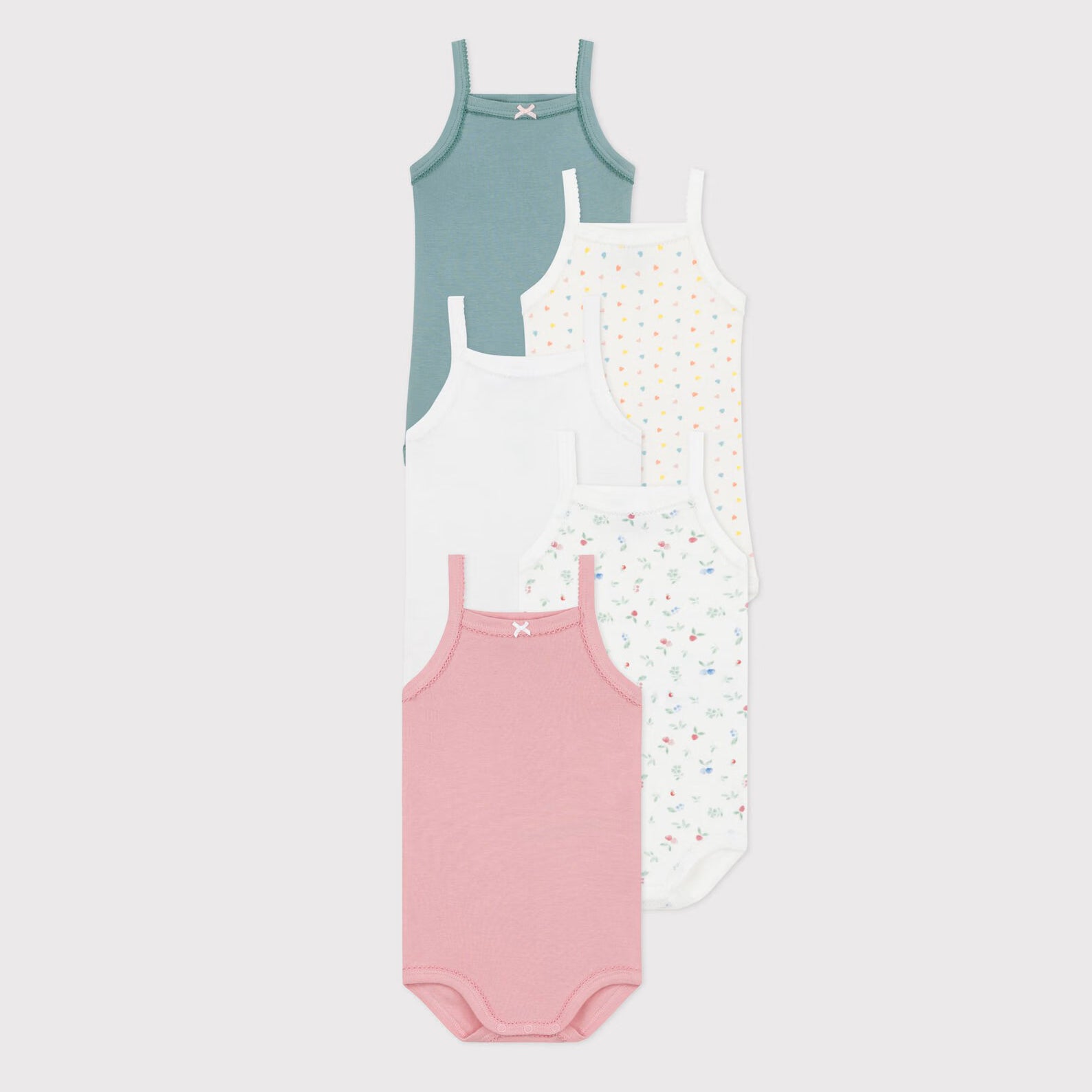 Baby Girls Multicolor Cotton Babysuit Set(5 Pack)