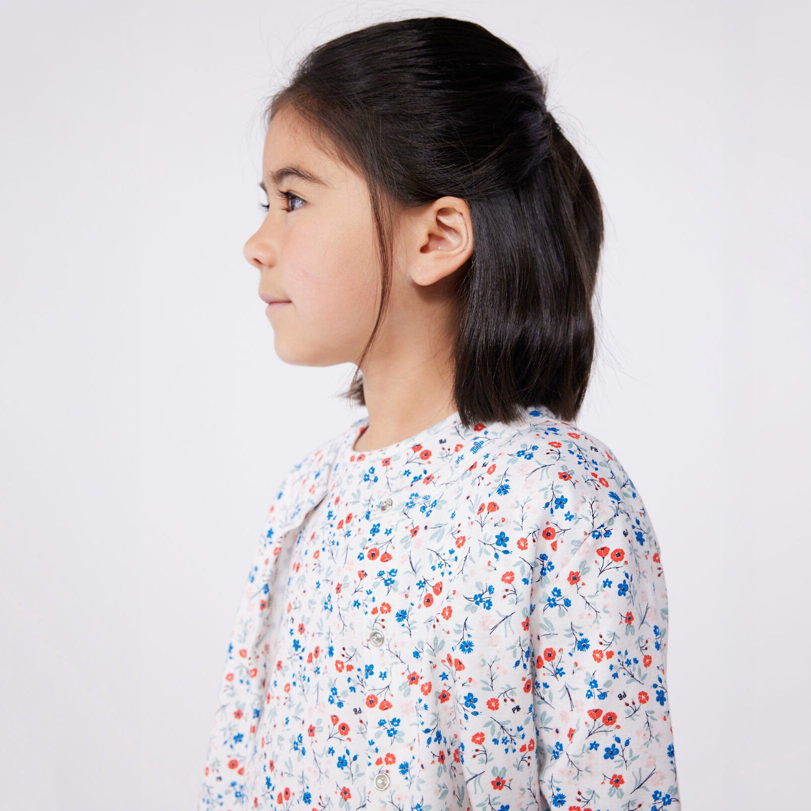 Girls White Floral Cotton Cardigan