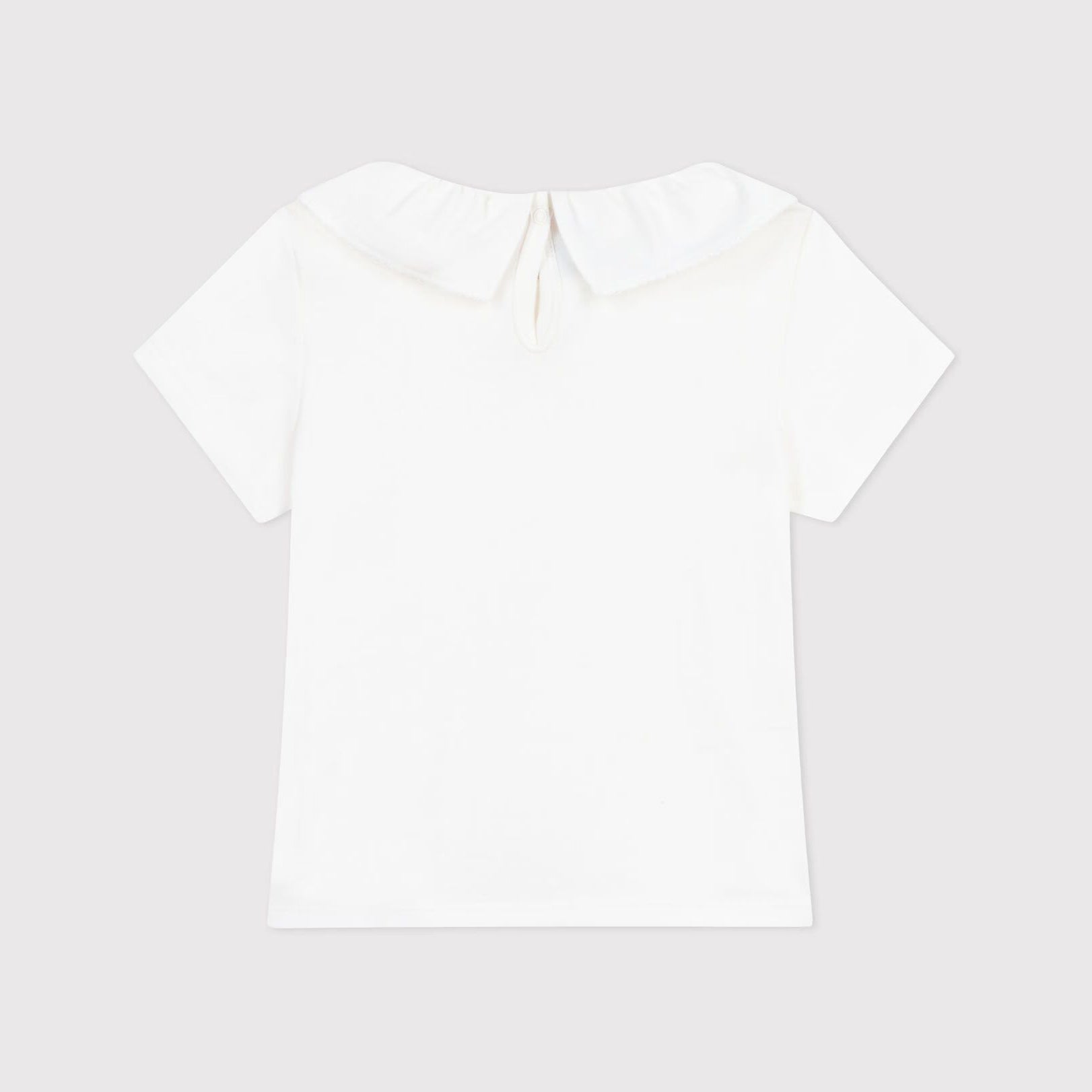 Girls White Doll Collar Cotton T-Shirt