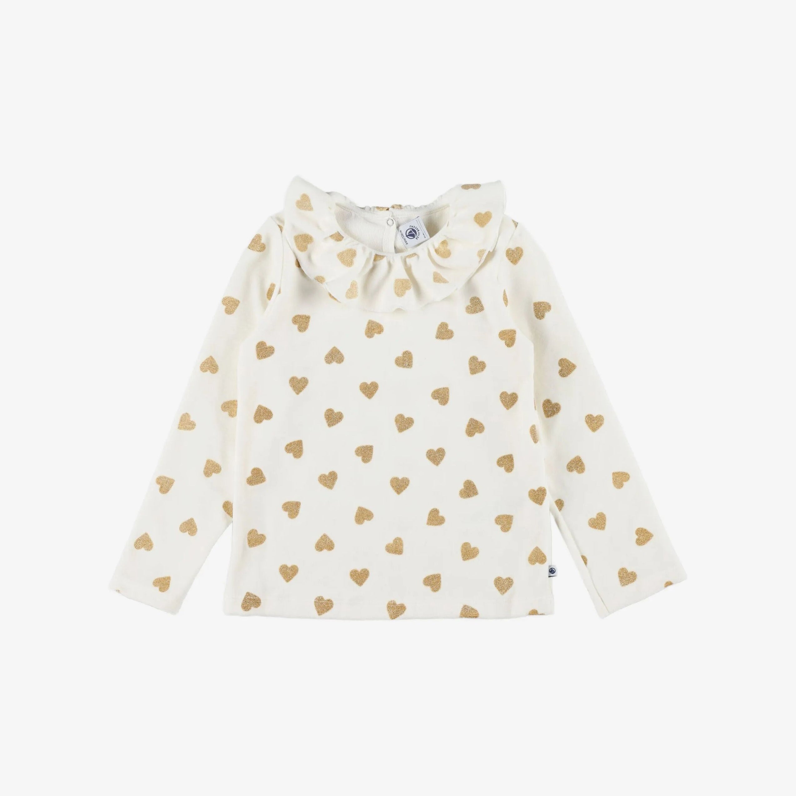 Girls White Heart Printed Cotton Nightwear Set
