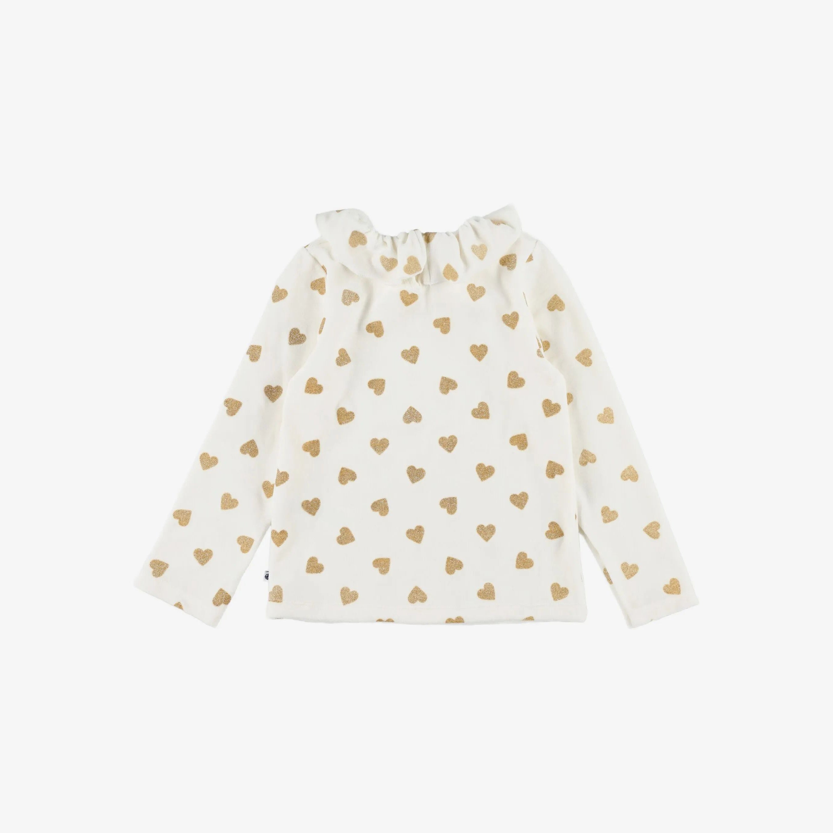 Girls White Heart Printed Cotton Nightwear Set