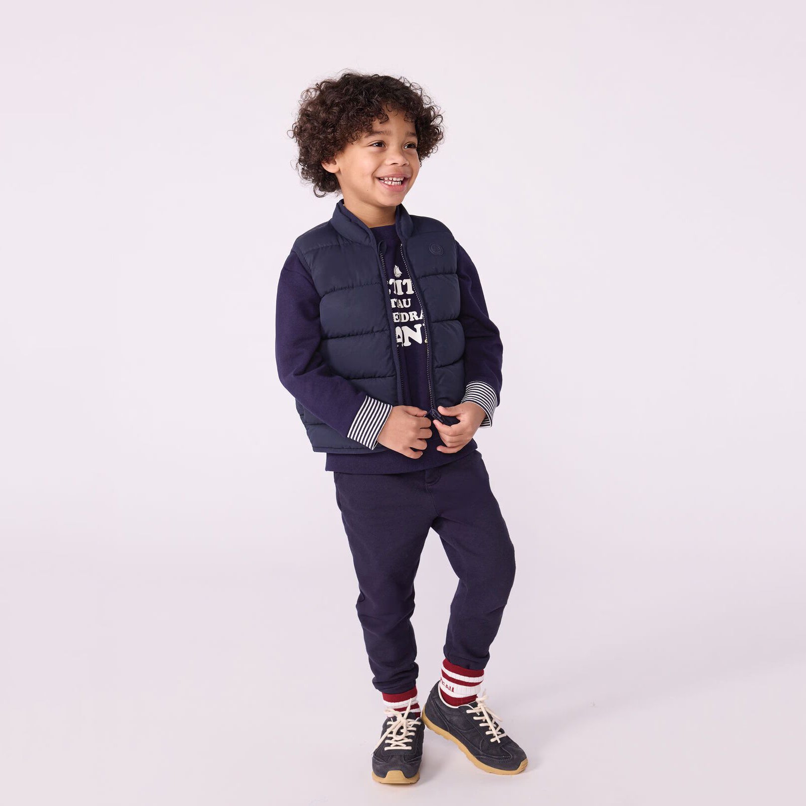 Boys Navy Reversible Padded Gilet