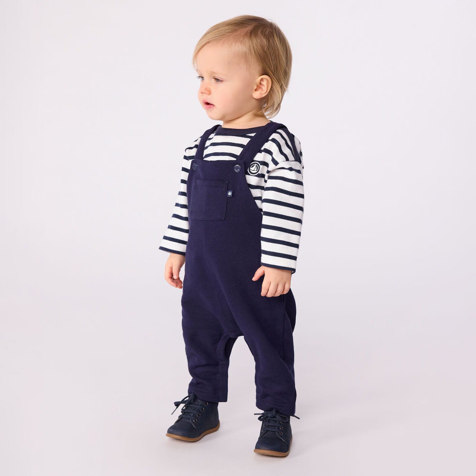 Baby Boys & Girls Navy Cotton Jumpsuit