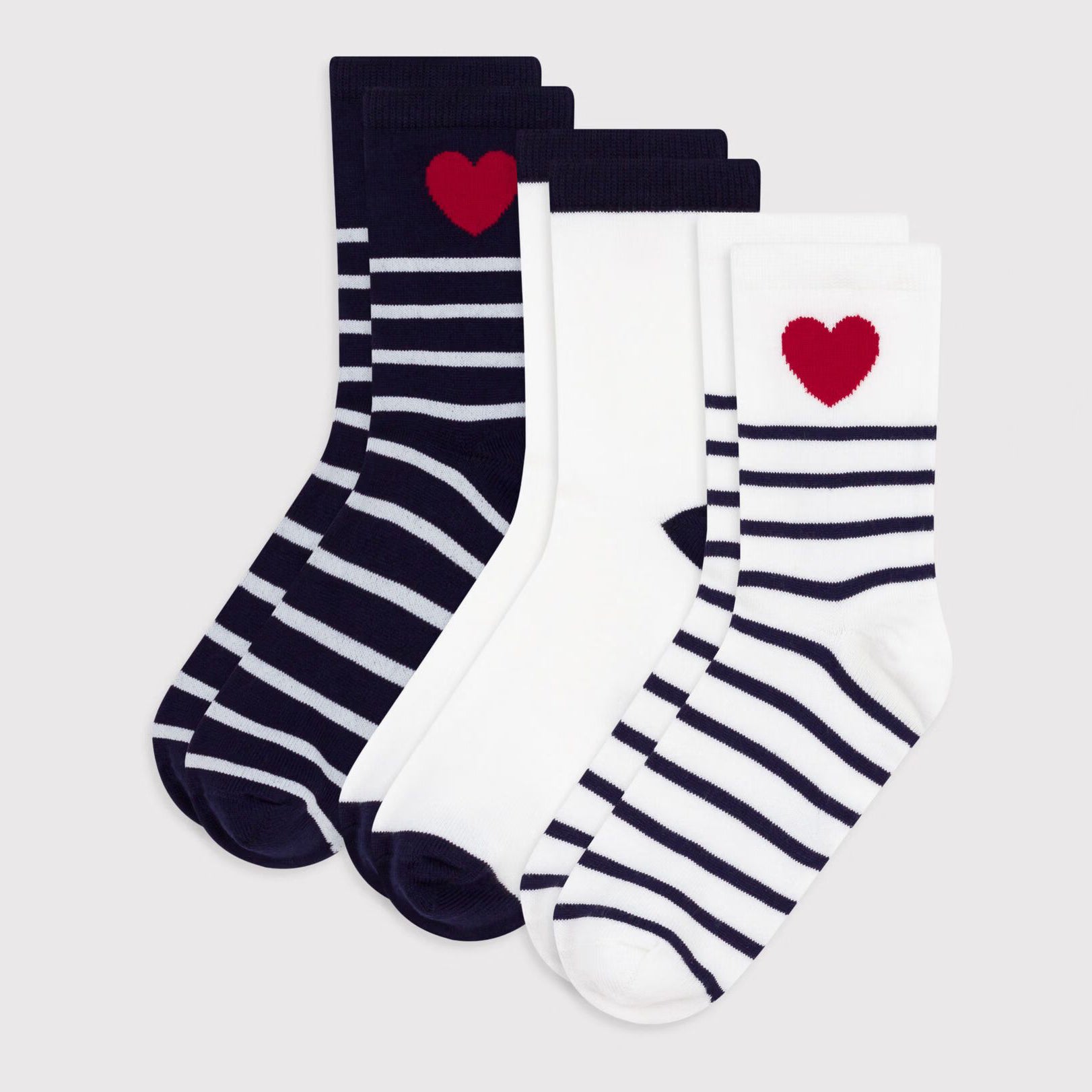 Girls Tricolor Stripes Cotton Socks Set(3 Pack)