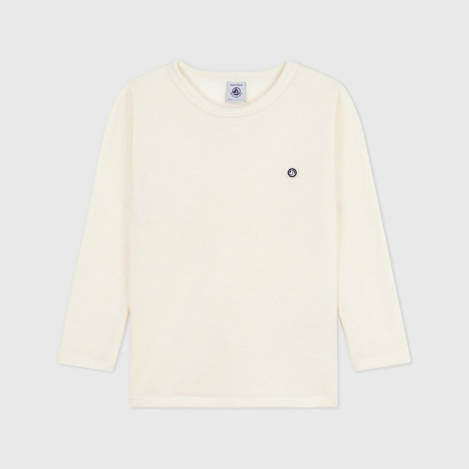 Girls White Cotton Long Sleeves T-Shirt