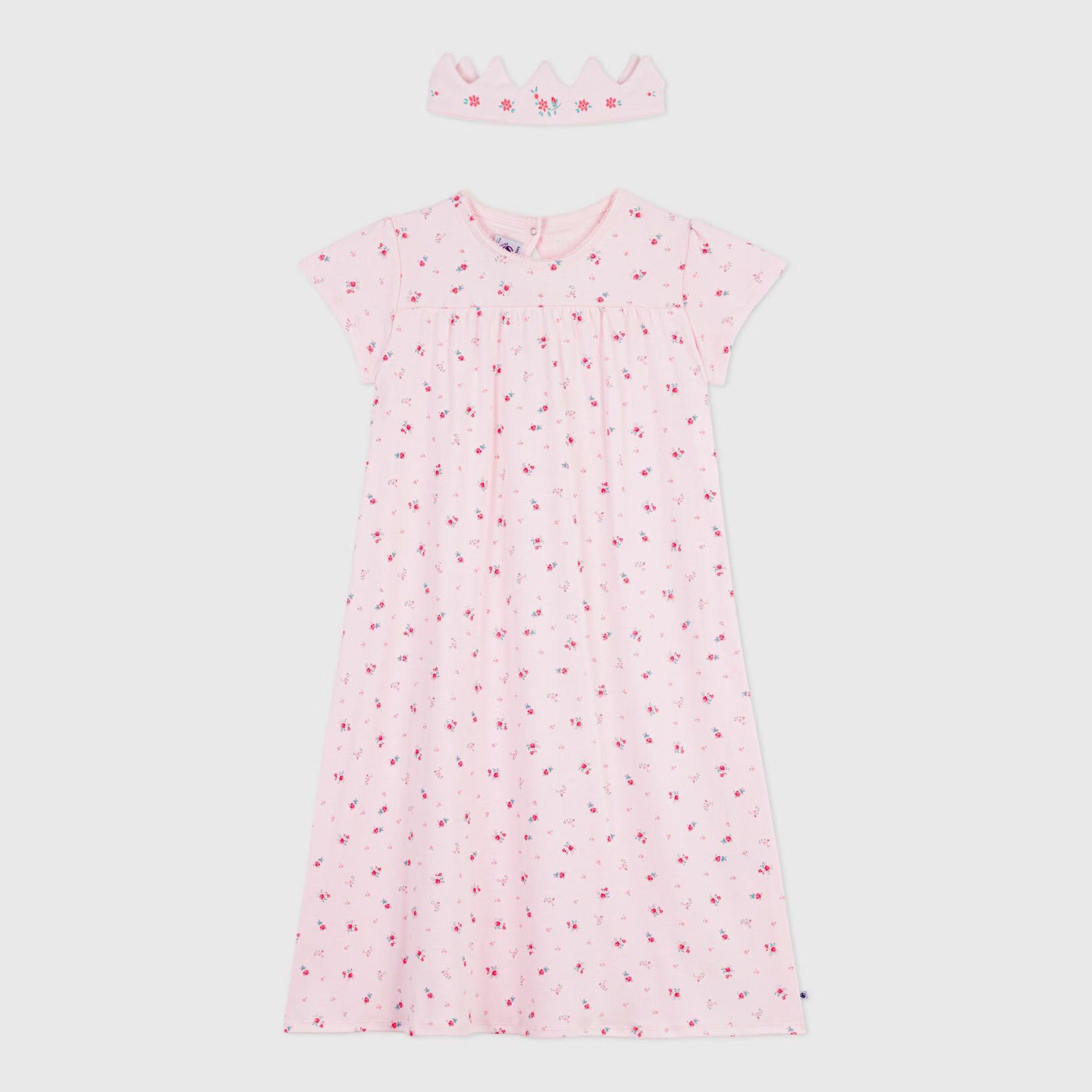 Girls Pink Floral Cotton Nightwear Dress